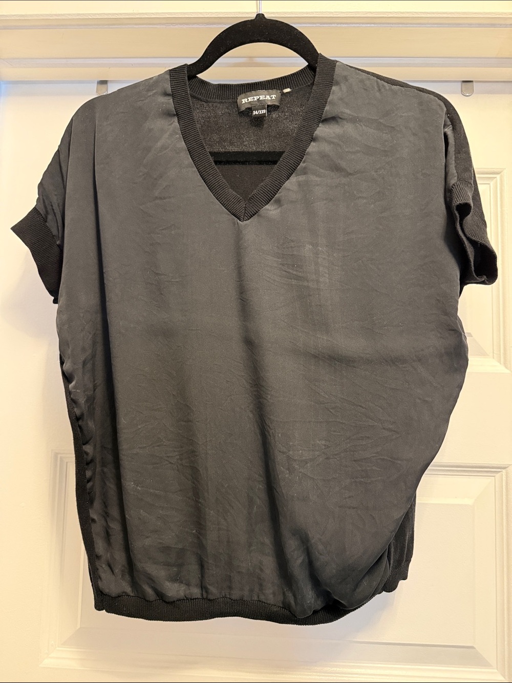 Black V-Neck Short Sleeve Men's Shirt